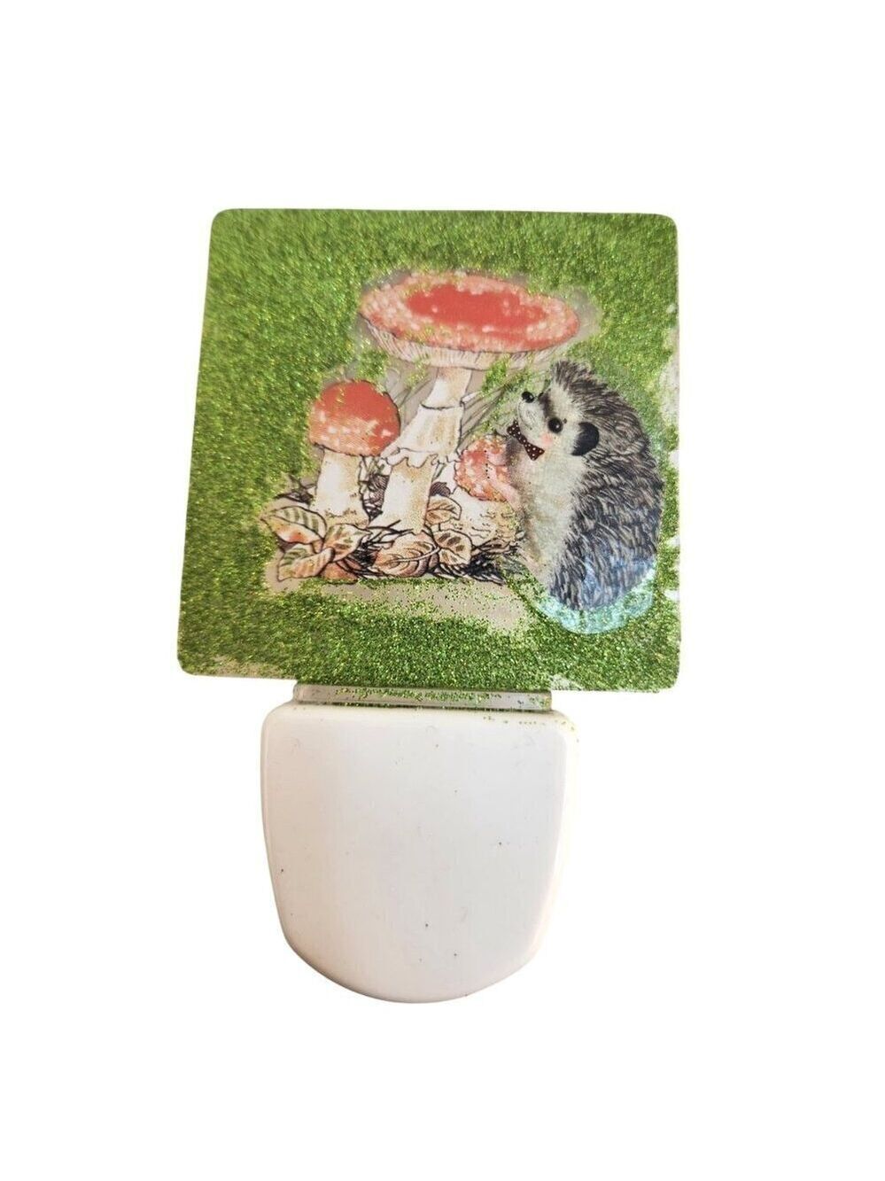 Hedgehog Mushroom Night Light With Green Glitter & Blue light Plug-In